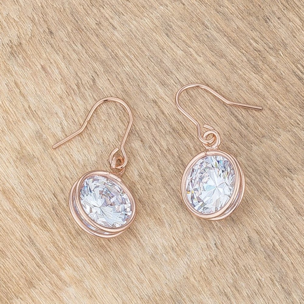 5.5 Ct Rose Gold Cubic Zirconia Drop Earrings